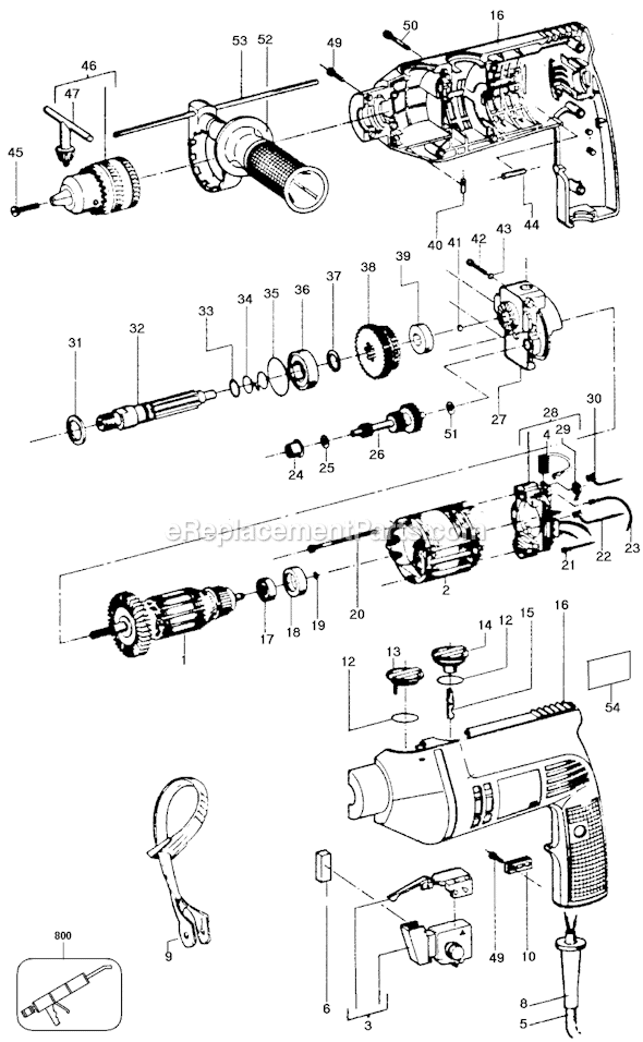 Page A Diagram and Parts List for 5065 Type 1 Black and Decker Hammer Drill